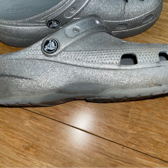 Crocs Classic Platform Glitter Silver Clog Womens Size 7 - Picture 4 of 4